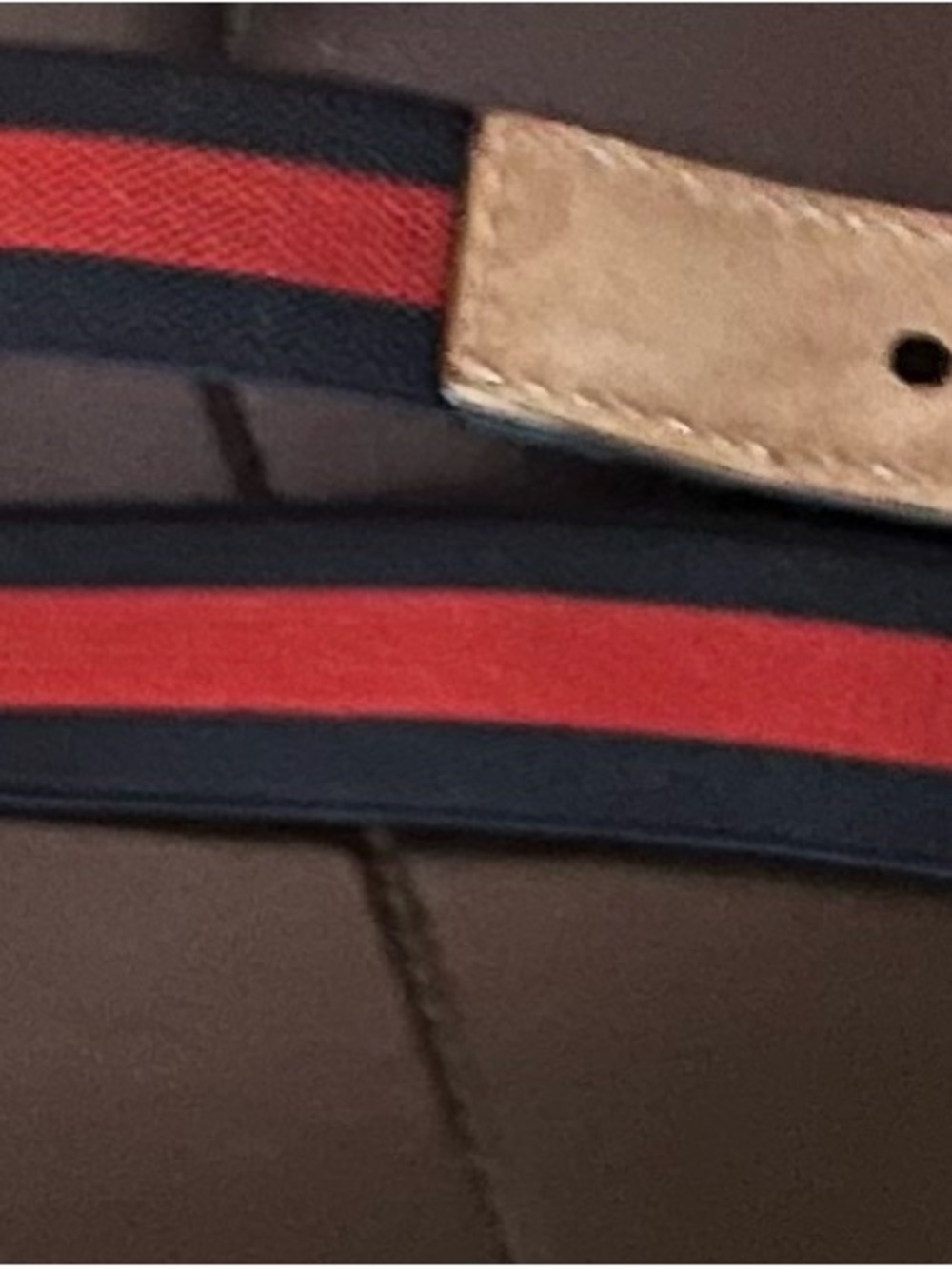 Gucci Blue Leather Belt with Red and Navy Stripe and Silver G Buckle Elastic - Picture 3 of 5